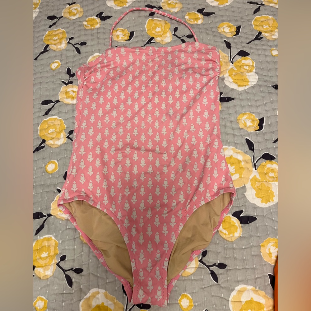 J Crew pink thistle swimsuit size 8 with halter strap